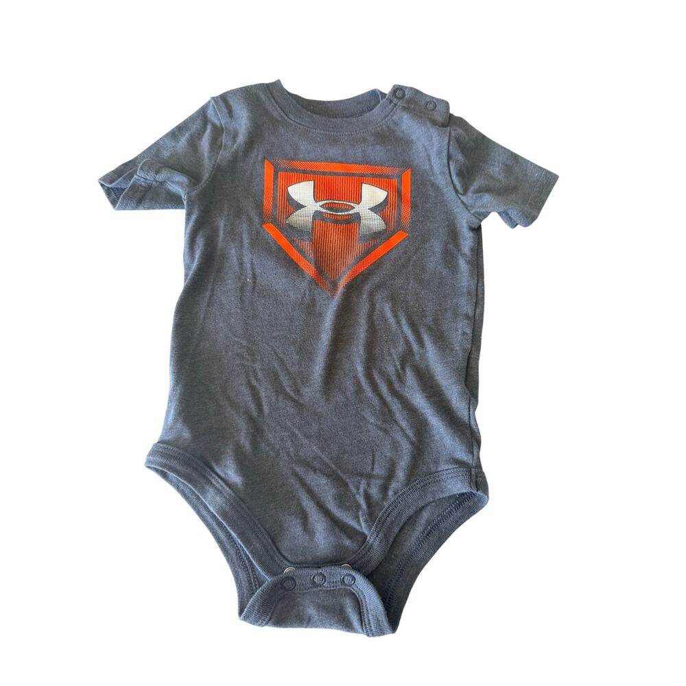 Under Armour Boys Gray Bodysuit Orange Logo 6-9 Months